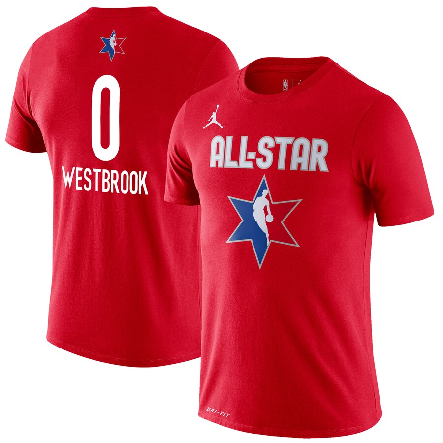 Men Russell Westbrook Jordan Brand 2020 NBA AllStar Game Name & Number Player TShirt  Red